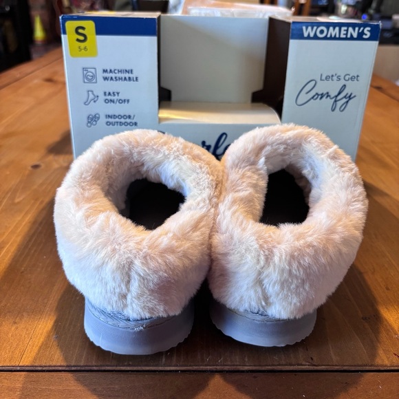 Dearfoams womens memory foam slip on cozy house shoes slippers gray S(5-6) - Picture 3 of 7